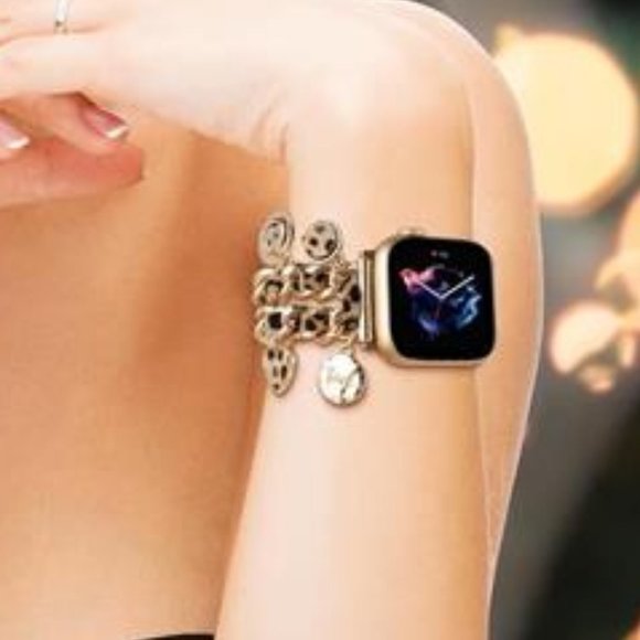 NEW Leopard/Gold Apple Watch Band with Charms - Picture 4 of 5